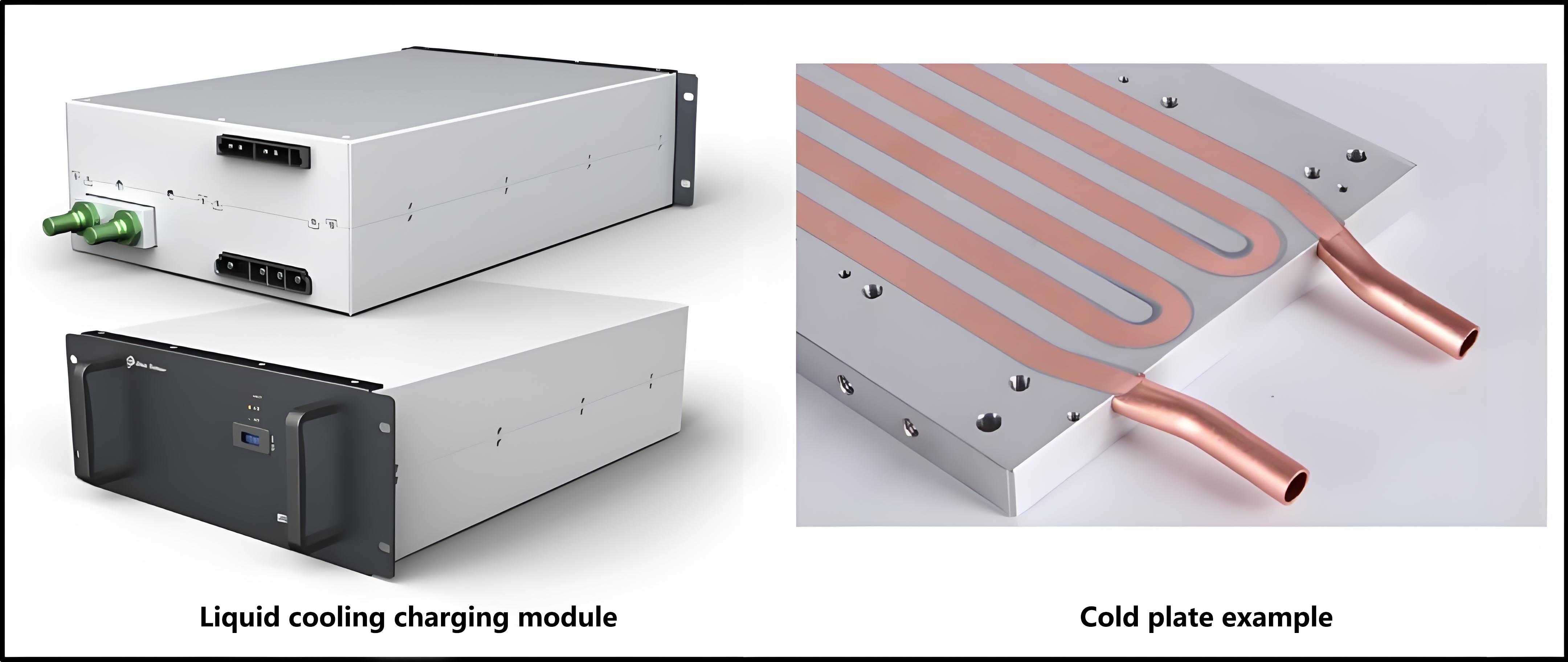 The fully liquid-cooled charging pile adopts a liquid-cooled charging module the front and back of the liquid-cooled module do not have any air ducts, and the module relies on the coolant circulating inside the liquid cold plate to exchange heat with the outside world, so that the power part of the charging pile can be fully enclosed, the radiator is placed externally, and the heat is brought to the radiator through the coolant inside, and the external air blows away the heat on the radiator surface.