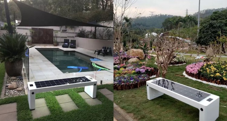 New Street Furniture Park Mobile Phone Charging Solar Garden Outdoor Benches