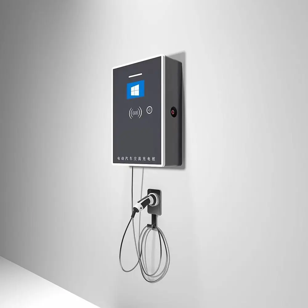 AC 7kw Wall-Mounted Charging Pile Home Electric Vehicle Charging Station Wallbox EV Charger with Type 1 or Type 2 Plug